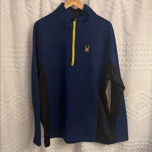 NWOT Spyder Men's Blue and Black Zip-Up Sweater - XXL
